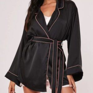 Nastygal silk robe black size M